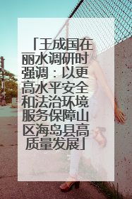 王成国在丽水调研时强调：以更高水平安全和法治环境服务保障山区海岛县高质量发展