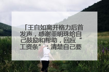 王自如离开格力后首发声，感谢董明珠给自己鼓励和帮助，回应“工资条”：清楚自己要什么，工资条不重要