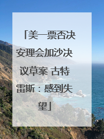 美一票否决安理会加沙决议草案 古特雷斯：感到失望