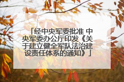 经中央军委批准 中央军委办公厅印发《关于建立健全军队法治建设责任体系的通知》