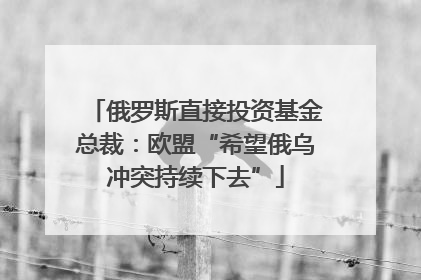 俄罗斯直接投资基金总裁：欧盟“希望俄乌冲突持续下去”