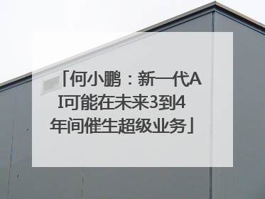何小鹏：新一代AI可能在未来3到4年间催生超级业务
