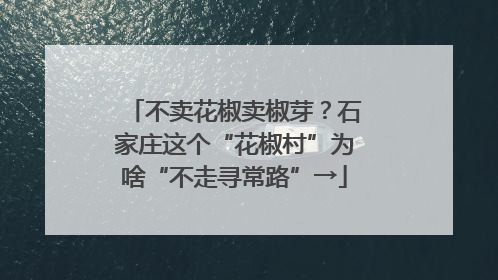 不卖花椒卖椒芽？石家庄这个“花椒村”为啥“不走寻常路”→