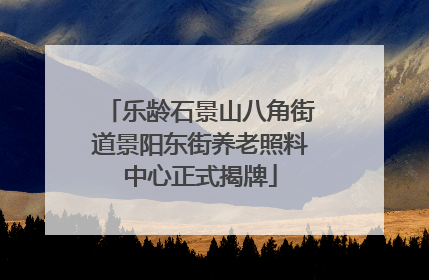 乐龄石景山八角街道景阳东街养老照料中心正式揭牌