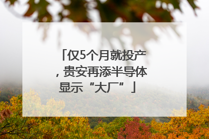 仅5个月就投产，贵安再添半导体显示“大厂”
