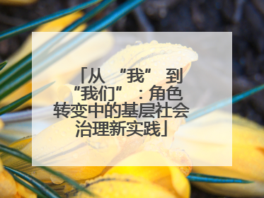 从 “我” 到 “我们”：角色转变中的基层社会治理新实践