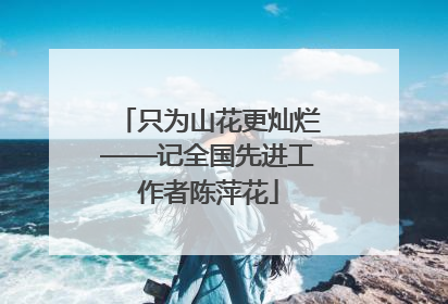 只为山花更灿烂——记全国先进工作者陈萍花