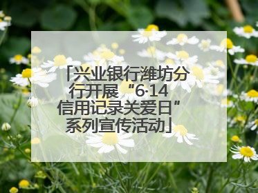 兴业银行潍坊分行开展“6·14信用记录关爱日”系列宣传活动