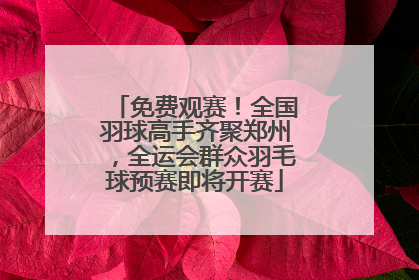 免费观赛！全国羽球高手齐聚郑州，全运会群众羽毛球预赛即将开赛