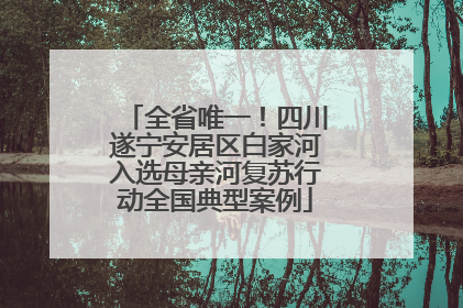 全省唯一！四川遂宁安居区白家河入选母亲河复苏行动全国典型案例