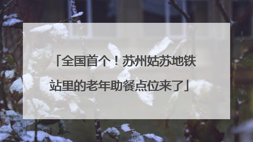 全国首个！苏州姑苏地铁站里的老年助餐点位来了