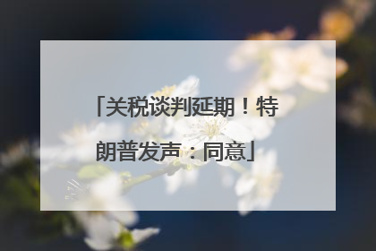 关税谈判延期！特朗普发声：同意