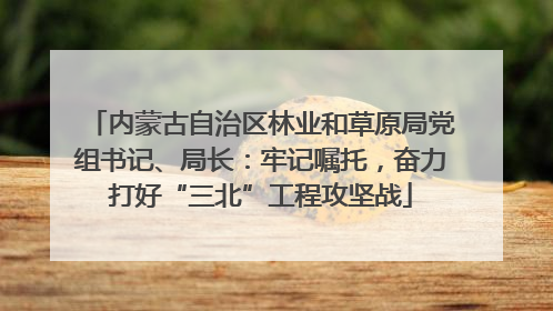 内蒙古自治区林业和草原局党组书记、局长：牢记嘱托，奋力打好“三北”工程攻坚战