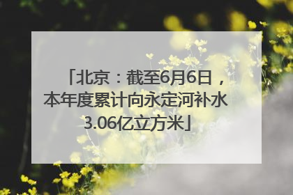 北京：截至6月6日，本年度累计向永定河补水3.06亿立方米