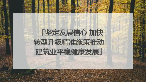 坚定发展信心 加快转型升级精准施策推动建筑业平稳健康发展