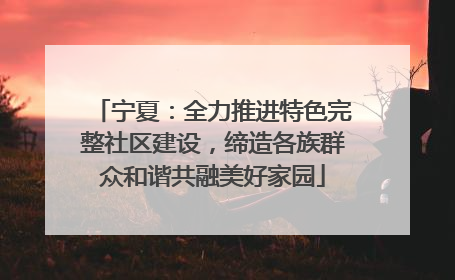 宁夏：全力推进特色完整社区建设，缔造各族群众和谐共融美好家园