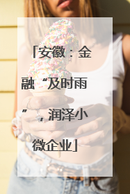 安徽：金融“及时雨”，润泽小微企业