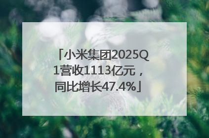 小米集团2025Q1营收1113亿元，同比增长47.4%