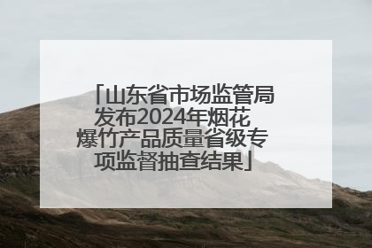 山东省市场监管局发布2024年烟花爆竹产品质量省级专项监督抽查结果