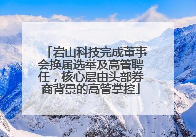 岩山科技完成董事会换届选举及高管聘任，核心层由头部券商背景的高管掌控