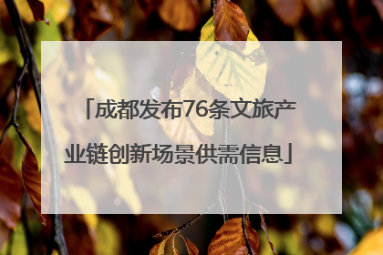 成都发布76条文旅产业链创新场景供需信息