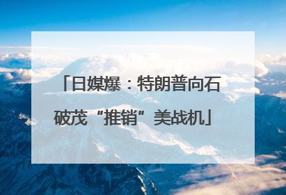 日媒爆：特朗普向石破茂“推销”美战机