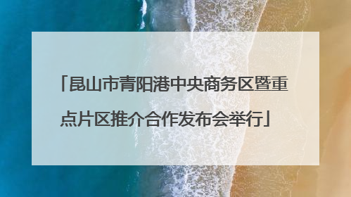 昆山市青阳港中央商务区暨重点片区推介合作发布会举行