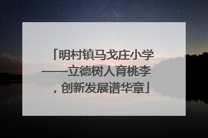 明村镇马戈庄小学——立德树人育桃李，创新发展谱华章