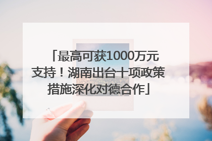 最高可获1000万元支持！湖南出台十项政策措施深化对德合作