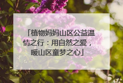 植物妈妈山区公益温情之行：用自然之爱，暖山区童梦之心