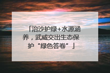 治沙护绿+水源涵养，武威交出生态保护“绿色答卷”