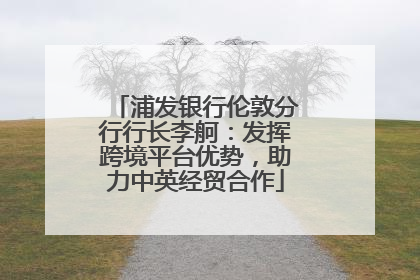 浦发银行伦敦分行行长李舸：发挥跨境平台优势，助力中英经贸合作