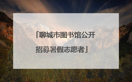 聊城市图书馆公开招募暑假志愿者