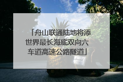舟山联通陆地将添世界最长海底双向六车道高速公路隧道