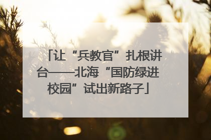让“兵教官”扎根讲台——北海“国防绿进校园”试出新路子
