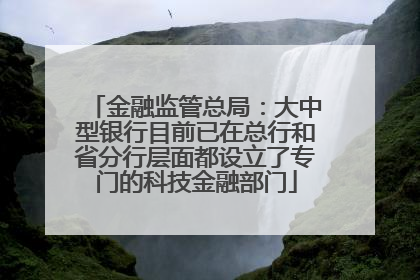 金融监管总局：大中型银行目前已在总行和省分行层面都设立了专门的科技金融部门