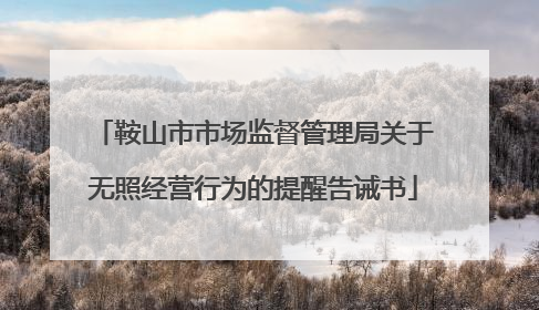 鞍山市市场监督管理局关于无照经营行为的提醒告诫书