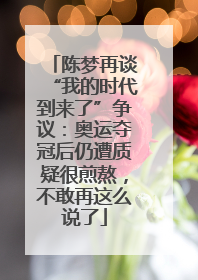 陈梦再谈“我的时代到来了”争议：奥运夺冠后仍遭质疑很煎熬，不敢再这么说了