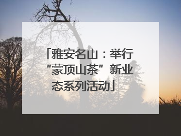雅安名山：举行“蒙顶山茶”新业态系列活动