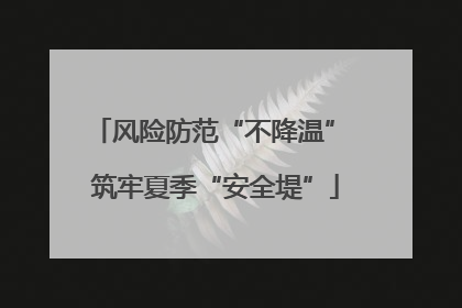 风险防范“不降温” 筑牢夏季“安全堤”