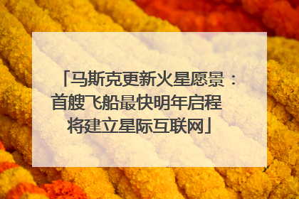 马斯克更新火星愿景：首艘飞船最快明年启程 将建立星际互联网
