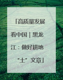 高质量发展看中国｜黑龙江：做好耕地“土”文章