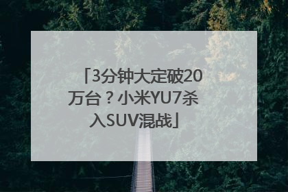 3分钟大定破20万台？小米YU7杀入SUV混战