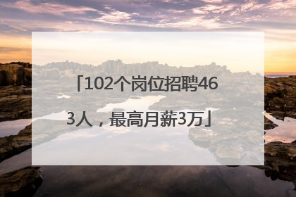 102个岗位招聘463人，最高月薪3万