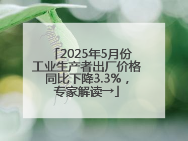 2025年5月份工业生产者出厂价格同比下降3.3%，专家解读→
